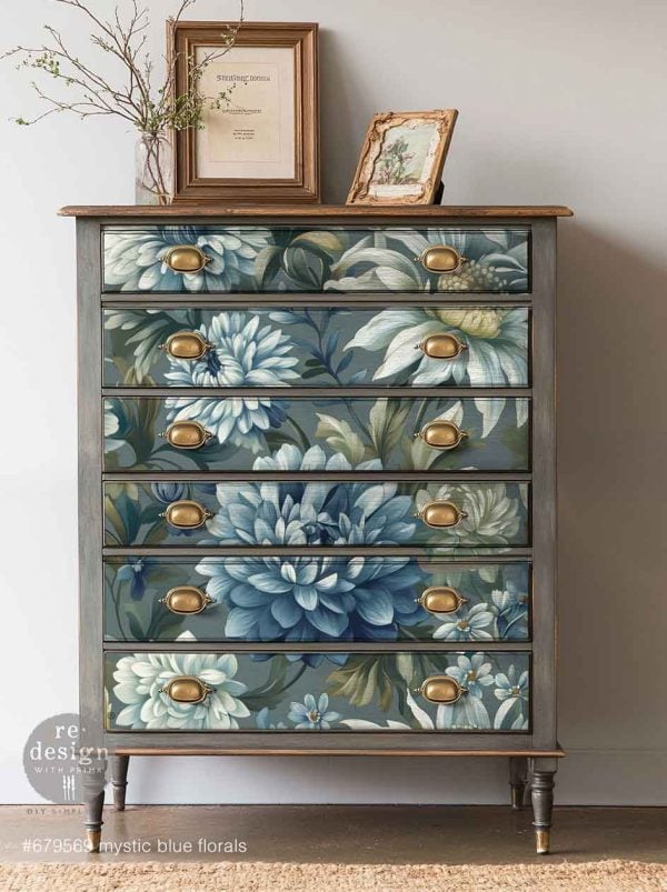 Mystic Blue Florals A1 Decoupage Fiber - Image 2