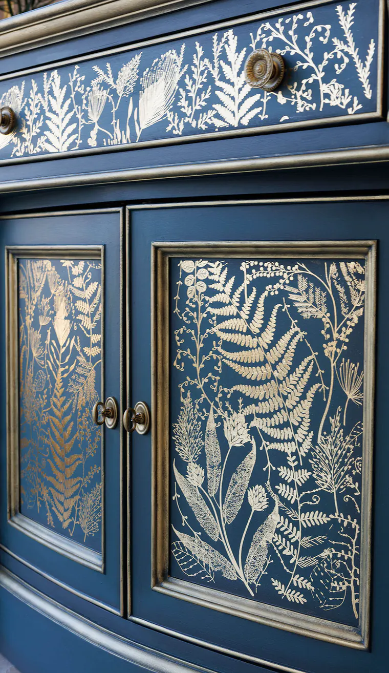 Foliage Finesse gold foil transfer on Kacha Danube paint