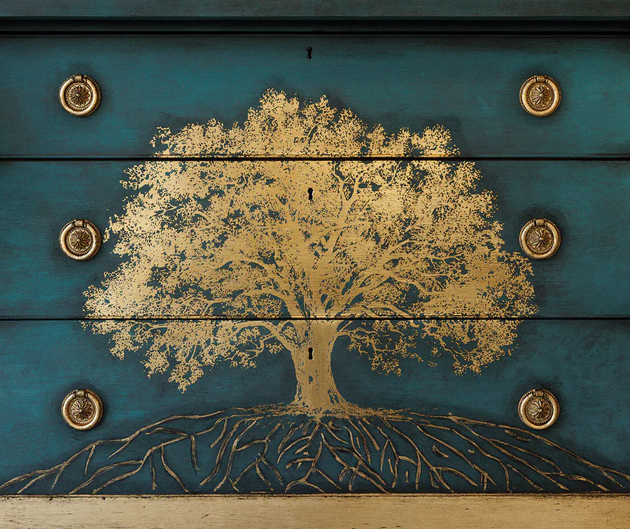 Growth gold foil transfer on Maine forest green and royal blue custom mix